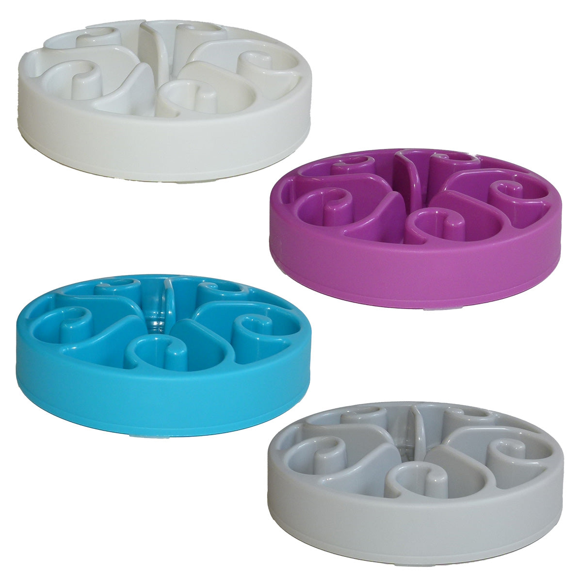 Slow Feed Dog Bowl Curl Pattern Small White