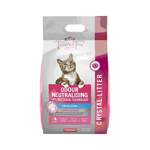 TROUBLE & TRIX LITTER ANTIBACTERIAL CRYSTAL 15L