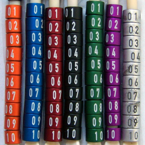 Leg Rings - 6mm Aluminium Rings Split Numbered 10pk Single Color