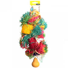 Avione Bird Toy Raffia  Wooden Beads & Gourd 30cm