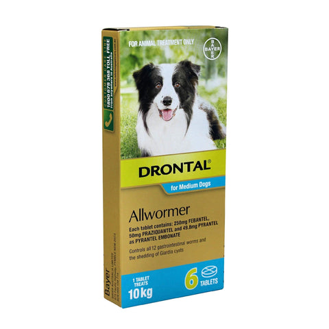 Drontal Dog Allwormer 10kg  6 Tablets