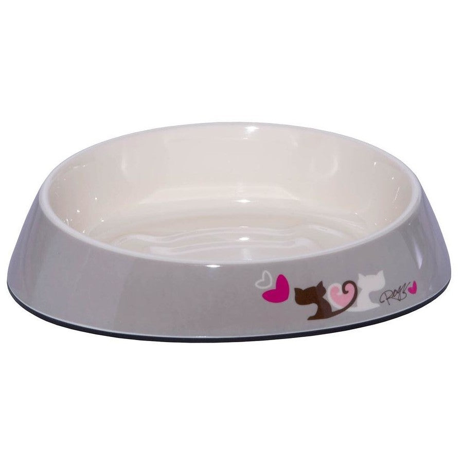 Rogz Fishcake Cat Bowl Grey Heart Tails