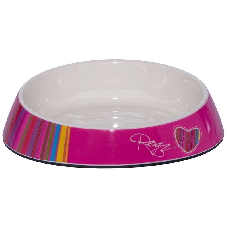 Rogz Fishcake Cat Bowl Pink Candystripes