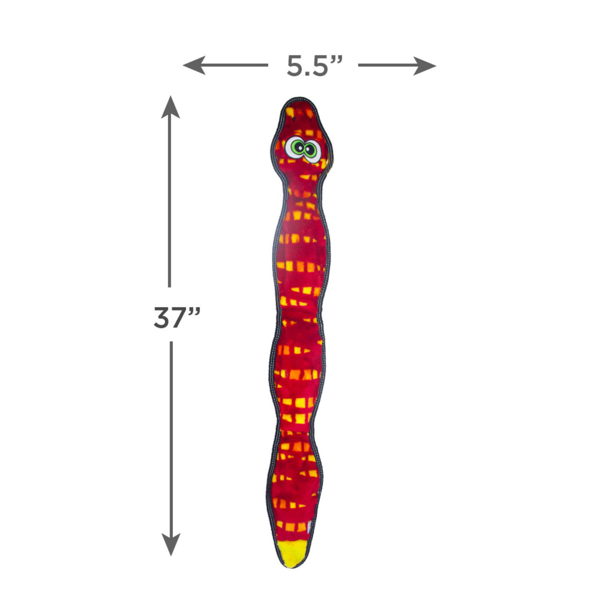 Outward Hound Tough Seamz Snake Red Xl 6 Squeak