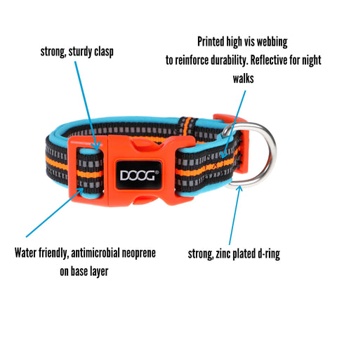 Doog Neoprene Dog Collar Beethoven Neon- Xs  Z