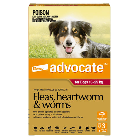Advocate Dog 10-25 Kg Red 3's