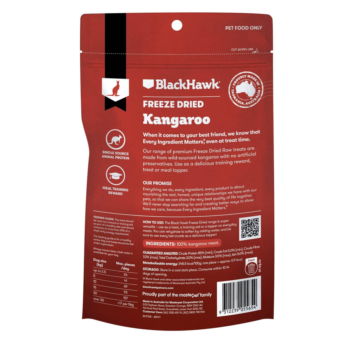 Black Hawk Freeze Dried Kangaroo Treats 40g
