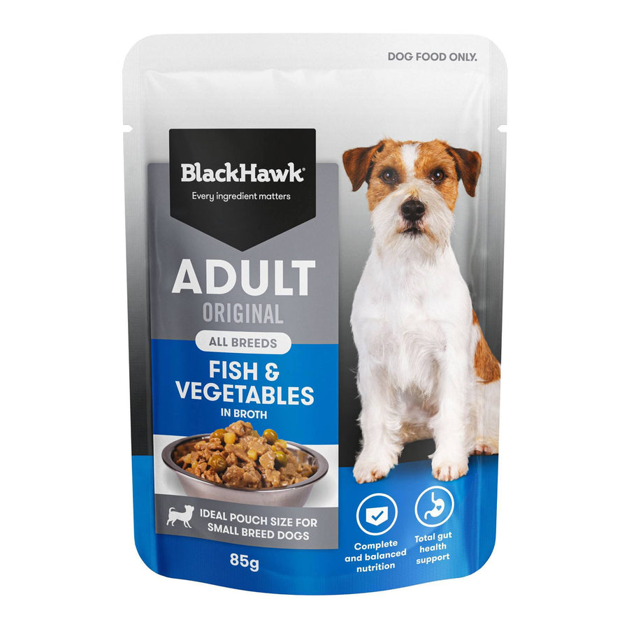 Black Hawk Dog Fish & Veg In Broth Pouch 85g