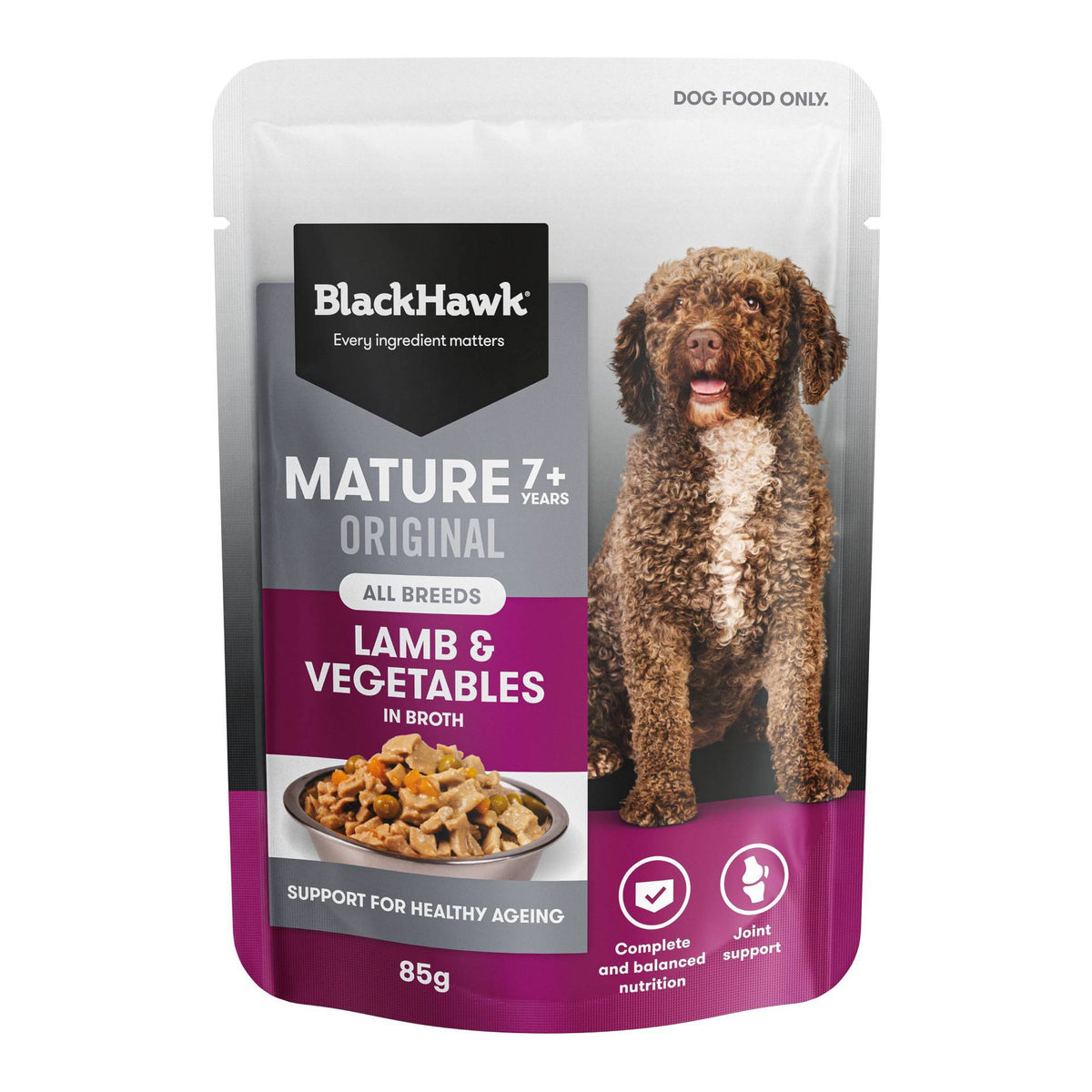 Black Hawk Dog Mature 7+ Lamb & Veg Pouch 85g