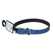 Collar - Leather Deluxe 35cm Blue