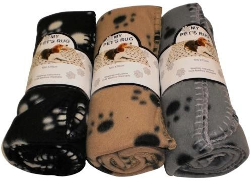 Polar Fleece Blanket W Paw Prints 100 X 70cm