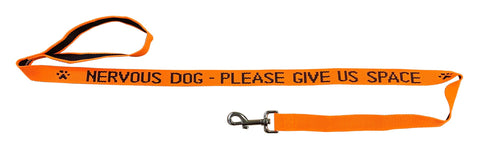 Lead - Nervous Dog - Please Give Us Space 25x120 Fluro Orange