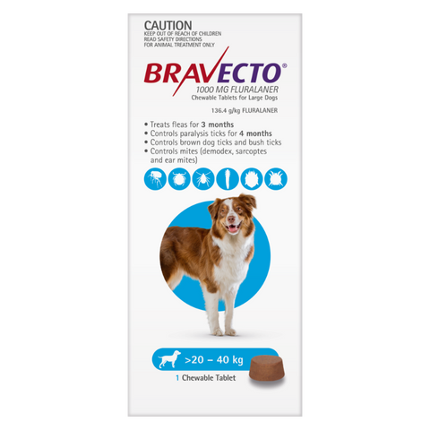 Bravecto Dog Chew Large 20-40kg Blue