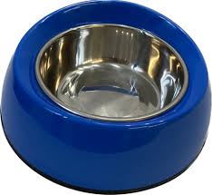 Pet One Melamine Ss Round With Melamine Retainer 350ml Blue