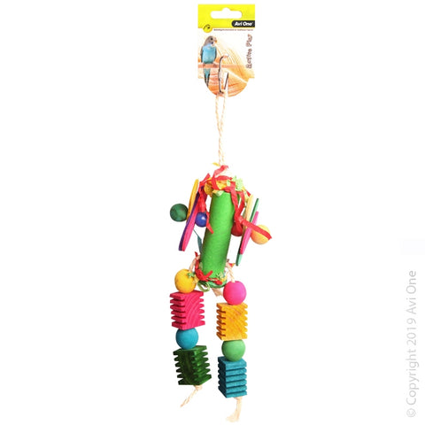 Avione Bird Toy Paper Roll W Wooden & Plastic Beads 32cm