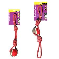 Pet One Dog Rope 2 Way Tug W/ Tennis Ball 