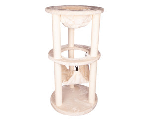 Pet One Cat Scratching Tree Climbing Tunnel W Paper Post & Hammock 50x50x98 Cream 