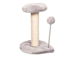 Pet One Cat Scratching Tree W/post Platform & Spring Ball 20x20x29cm Ligh5t Grey