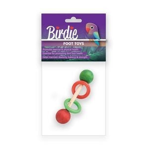 Birdie Barbell Foot Toy W Acrylic Rings 16x3.5cm