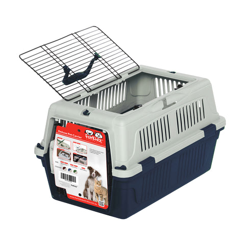 Furkidz Open Top Pet Carrier Blue/beige 63 X 41 X 40cm