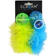 Scream Lattice Ball W Feather Green & Blue 2pk