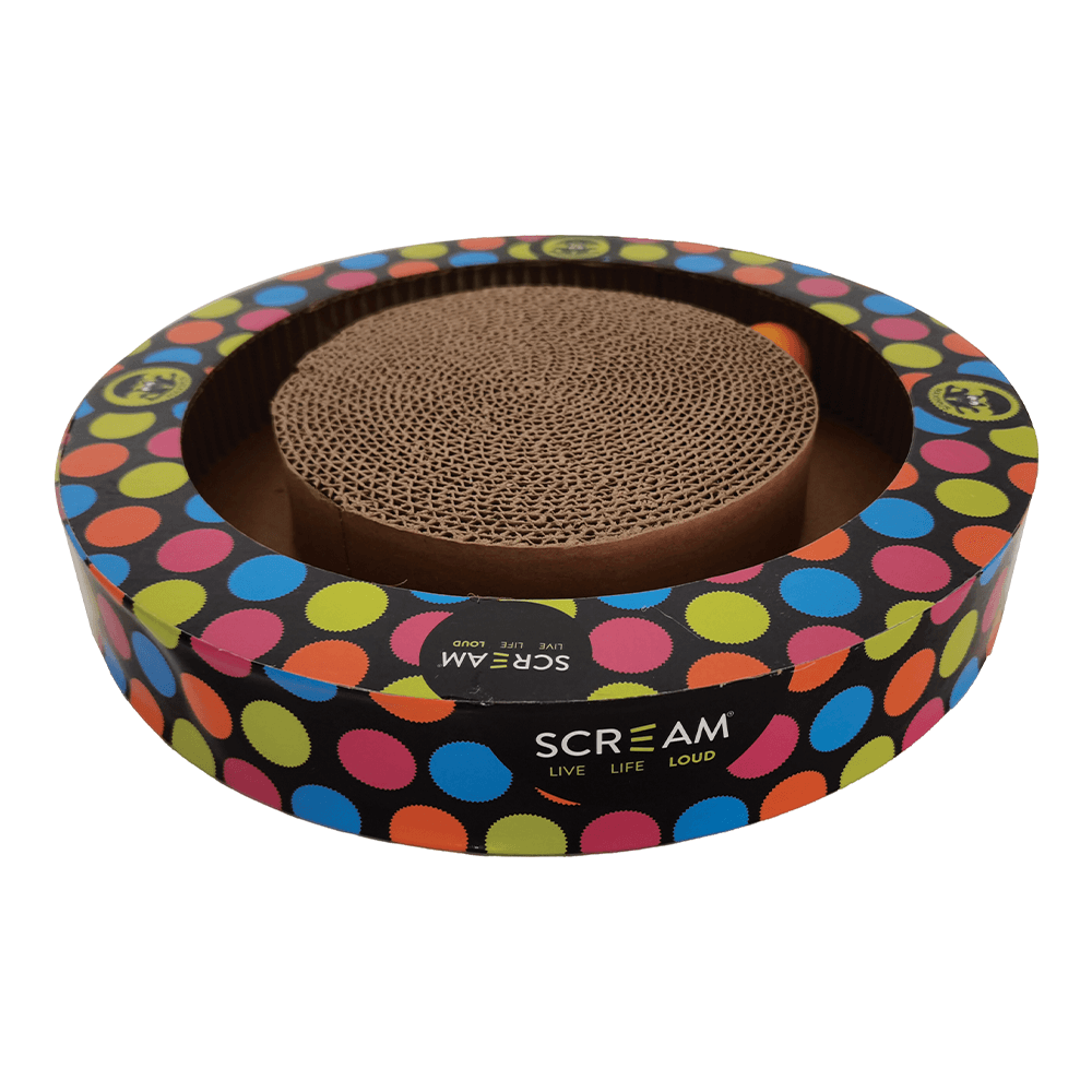Scream Round Play Cat Scratcher 34x5.2cm Loud Multicolour