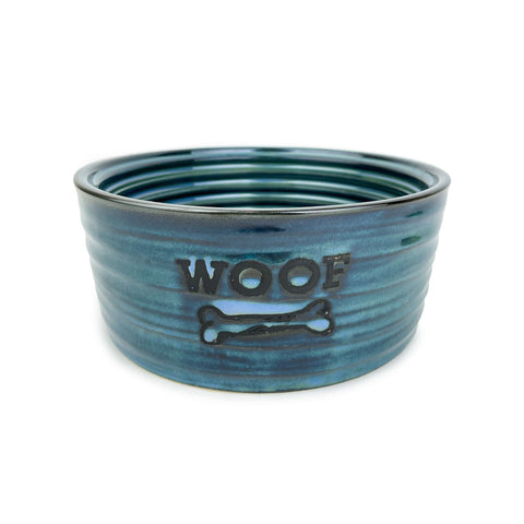 Barkly & Bella Ceramic Bowl Woof Glazed Blue Large