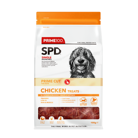 Prime 100 Spd Cut Chicken Treats 100g