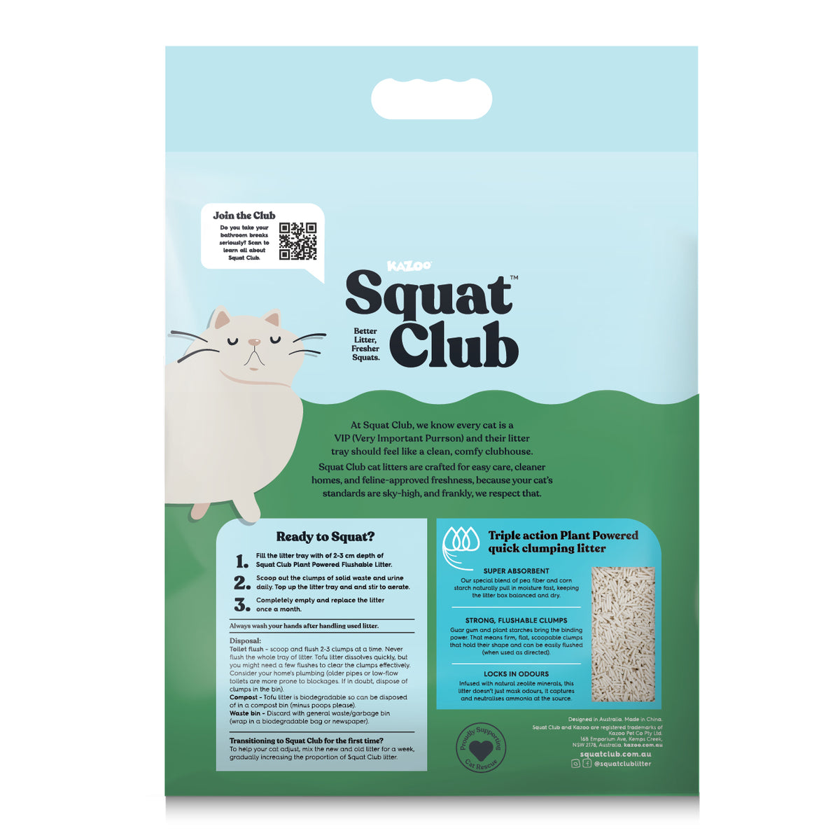 Squat Club Plant Power Flushable Litter Fresh Scent 4.6kg