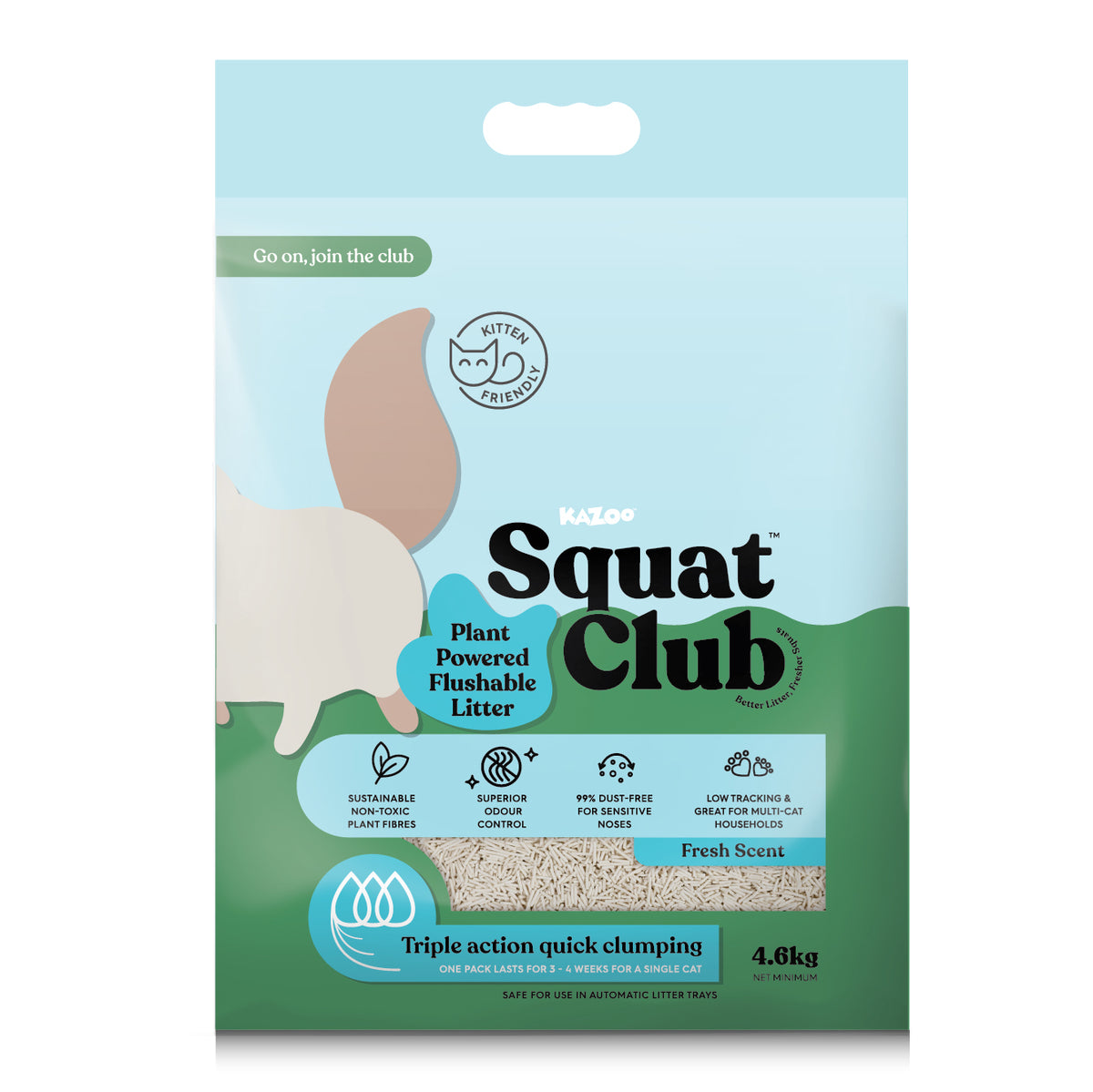 Squat Club Plant Power Flushable Litter Fresh Scent 4.6kg