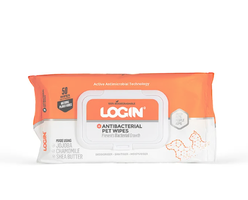 Login Antibacterial Pet Wipes 50pk 